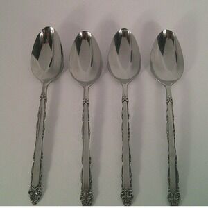 Set 4 EKCO Eterna Mary Ellen Spoons Japan Stainless Steel Vintage Flatware 6.25"